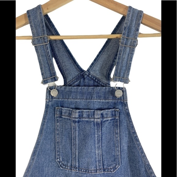 🌸2/$25 PacSun Favorite Blue Overall Shorts Frayed Hem Distressed Details - Picture 8 of 15